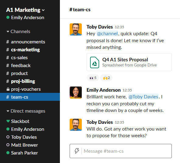 slack team chat